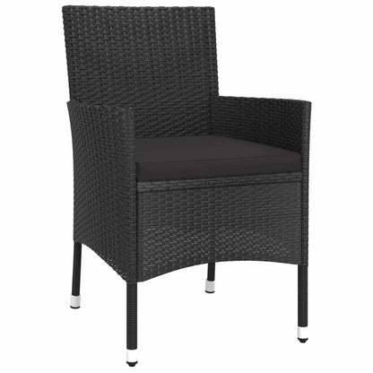 Set Bistrò Da Giardino 3 Pz Con Cuscini In Polyrattan Nero