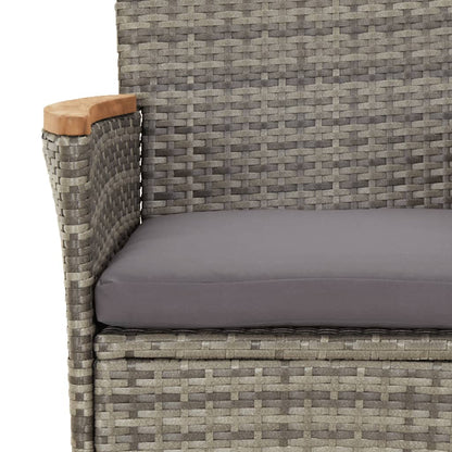 Set Bistrò Da Giardino 5 Pz Con Cuscini In Polyrattan Grigio