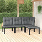 Set Salotto Da Giardino 4 Pz Nero E Grigio In Polyrattan