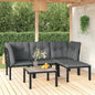 Set Salotto Da Giardino 5 Pz Nero E Grigio In Polyrattan