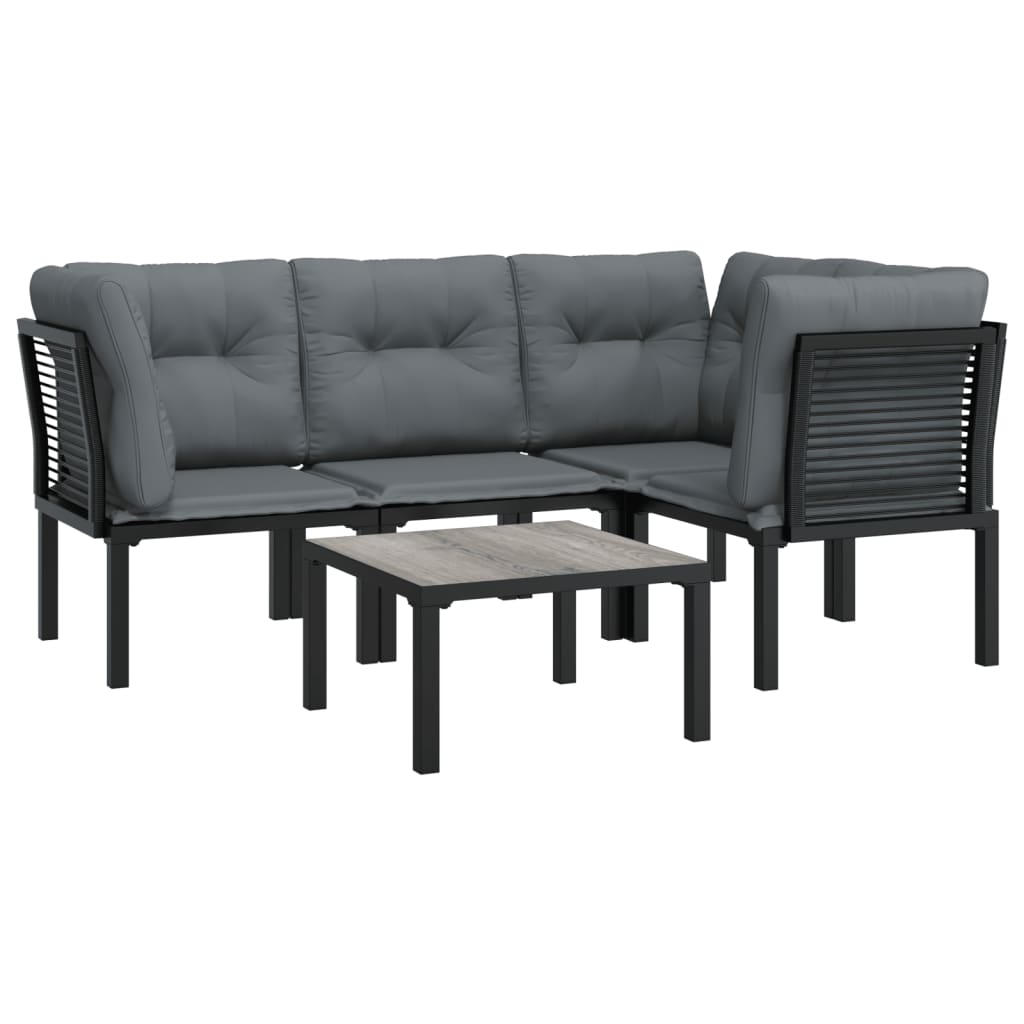 Set Salotto Da Giardino 5 Pz Nero E Grigio In Polyrattan