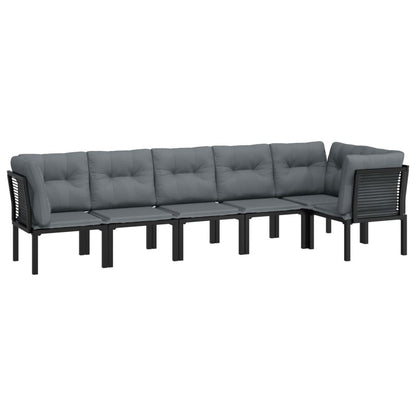 Set Salotto Da Giardino 6 Pz In Polyrattan Nero E Grigio