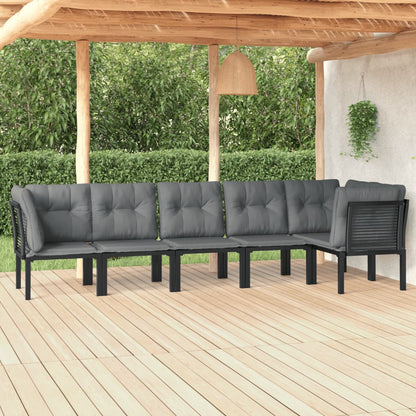 Set Salotto Da Giardino 6 Pz In Polyrattan Nero E Grigio