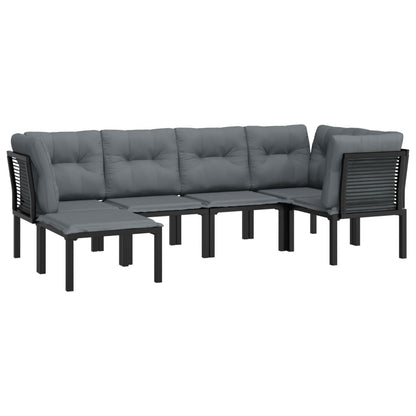 Set Salotto Da Giardino 6 Pz In Polyrattan Nero E Grigio