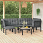 Set Salotto Da Giardino 7 Pz Nero E Grigio In Polyrattan