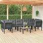 Set Salotto Da Giardino 8 Pz Nero E Grigio In Polyrattan