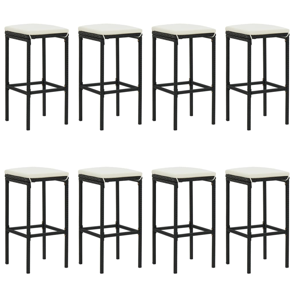 Set Bar Da Giardino 9 Pz Con Cuscini In Polyrattan Nero