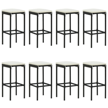 Set Bar Da Giardino 9 Pz Con Cuscini In Polyrattan Nero