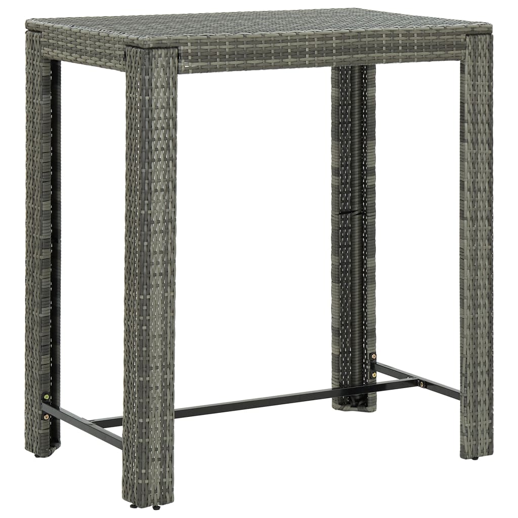 Set Bar Giardino 5pz Grigio Polyrattan E Legno Massello Acacia