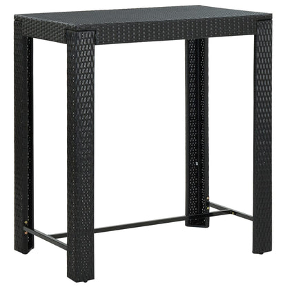 Set Bar Giardino 5 Pz Nero Polyrattan E Legno Massello Acacia