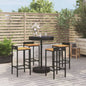 Set Bar Giardino 5 Pz Nero Polyrattan E Legno Massello Acacia