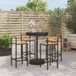 Set Bar Giardino 5 Pz Nero Polyrattan E Legno Massello Acacia