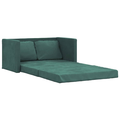 Divano Letto Da Terra 2 In 1 Verde Scuro 122x204x55 Cm Velluto