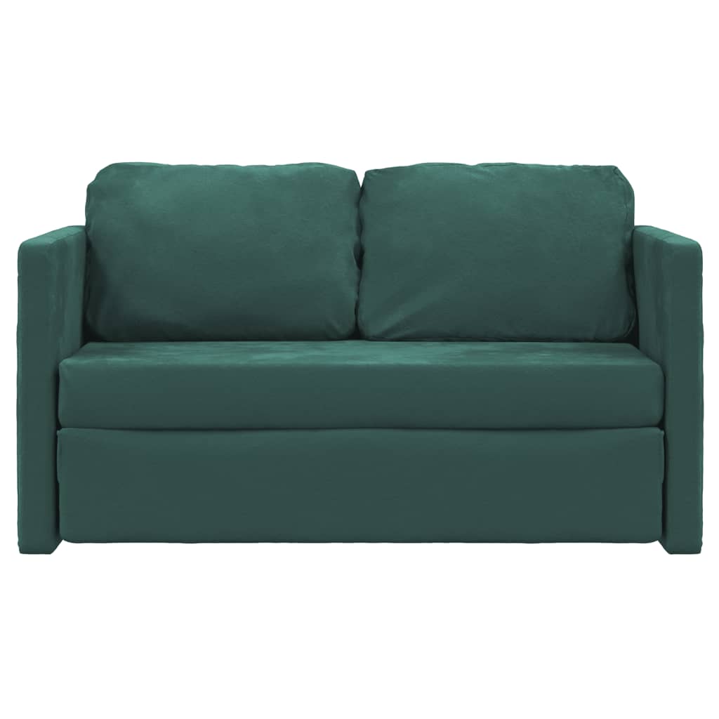 Divano Letto Da Terra 2 In 1 Verde Scuro 122x204x55 Cm Velluto