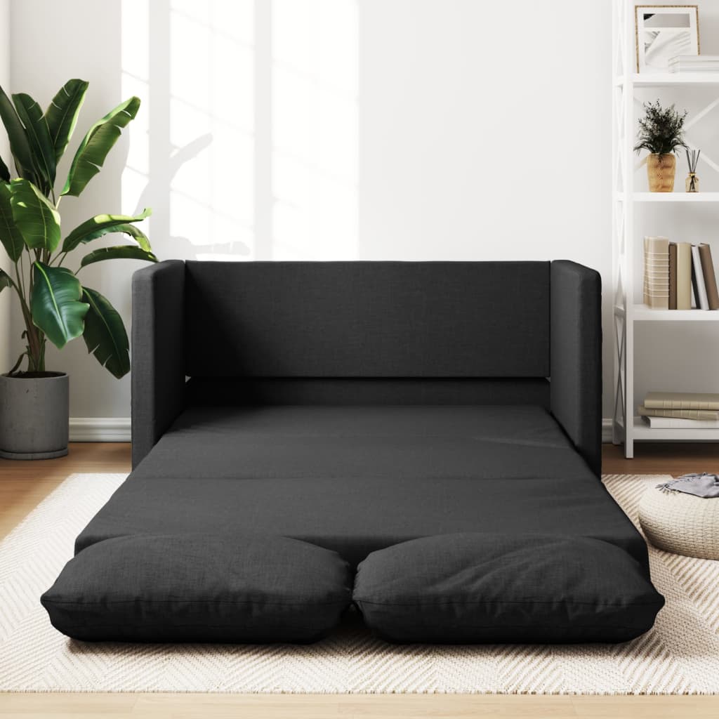 Divano Letto Da Terra 2 In 1 Nero 112x174x55 Cm Tessuto