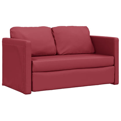 Divano Letto Da Terra 2 In 1 Rosso Vino 112x174x55cm Similpelle