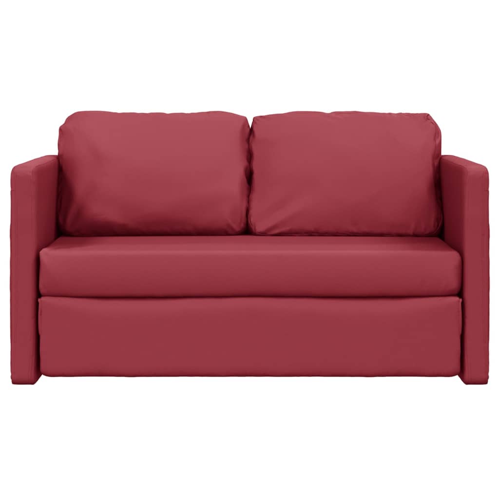 Divano Letto Da Terra 2 In 1 Rosso Vino 112x174x55cm Similpelle