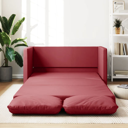 Divano Letto Da Terra 2 In 1 Rosso Vino 112x174x55cm Similpelle