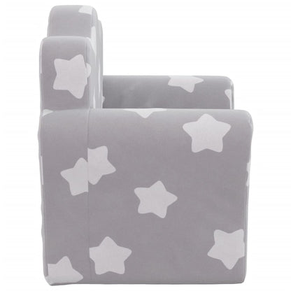 Divano Letto Bambini Grigio Chiaro Con Stelle Morbido Peluche