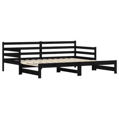 Divano Letto Con Letto Estraibile Nero 90x200cm Massello Pino