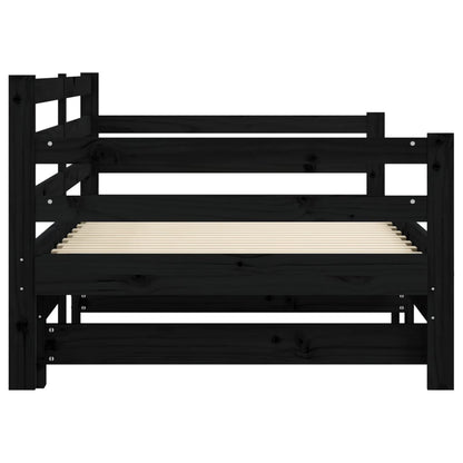 Divano Letto Con Letto Estraibile Nero 90x200cm Massello Pino