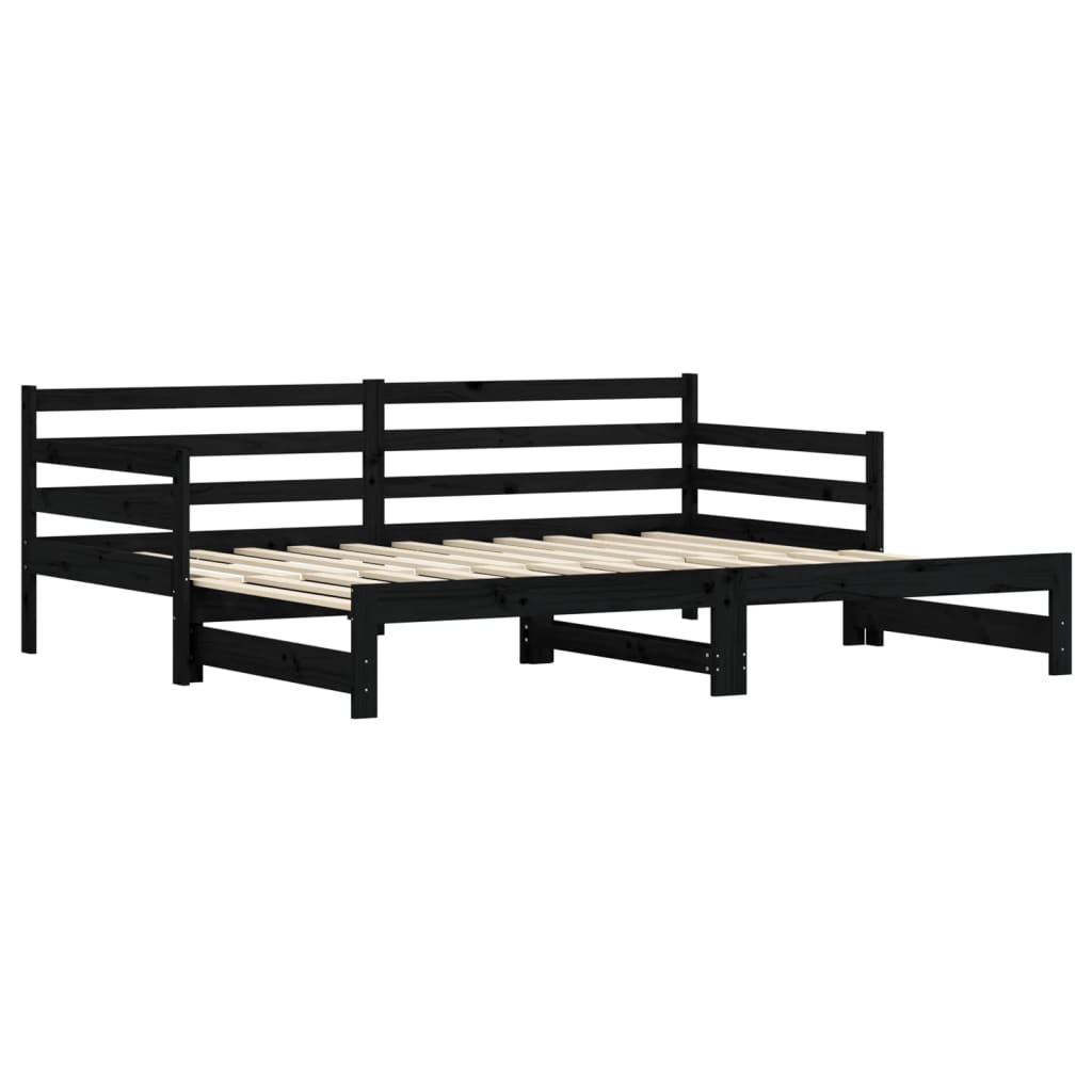 Divano Letto Con Letto Estraibile Nero 80x200cm Massello Pino