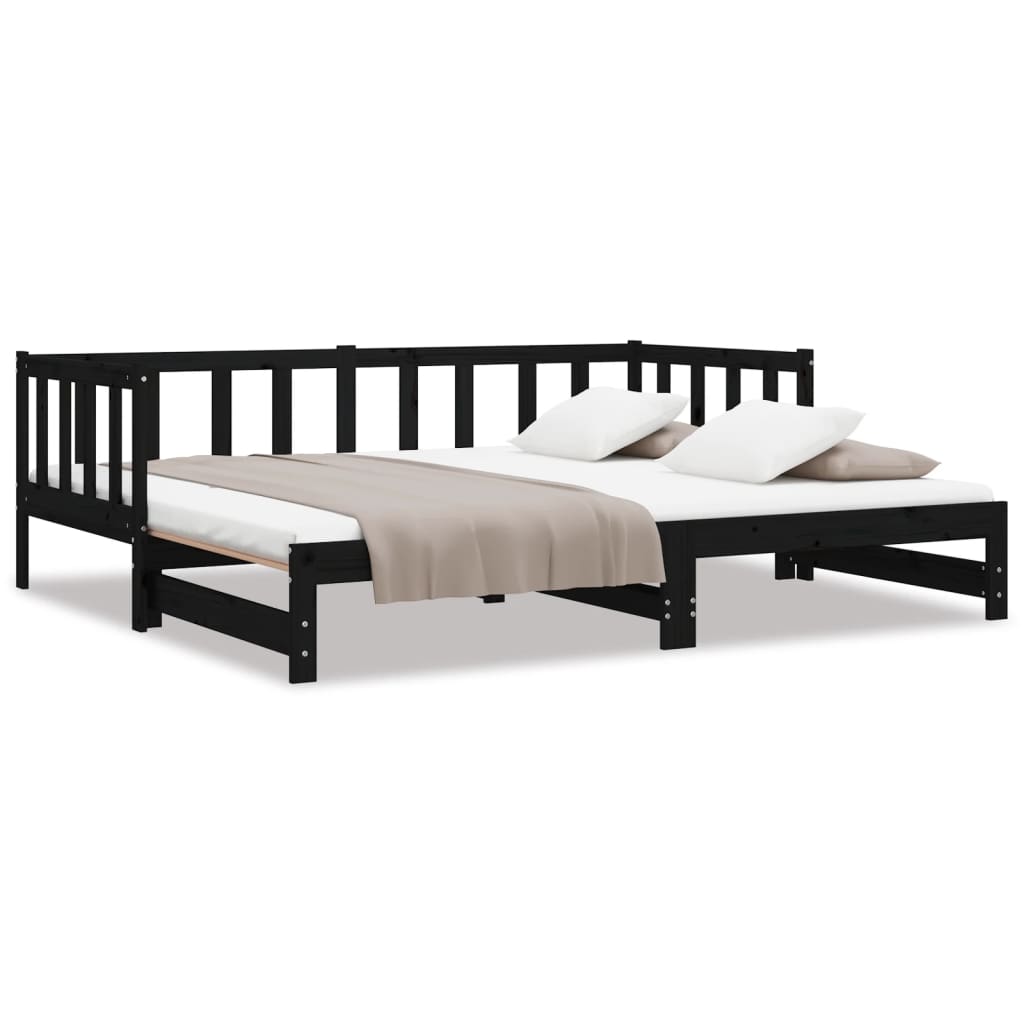 Divano Letto Con Letto Estraibile Nero 90x200cm Massello Pino