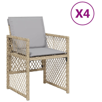 Sedie Da Giardino Con Cuscini 4 Pz Beige Misto In Polyrattan