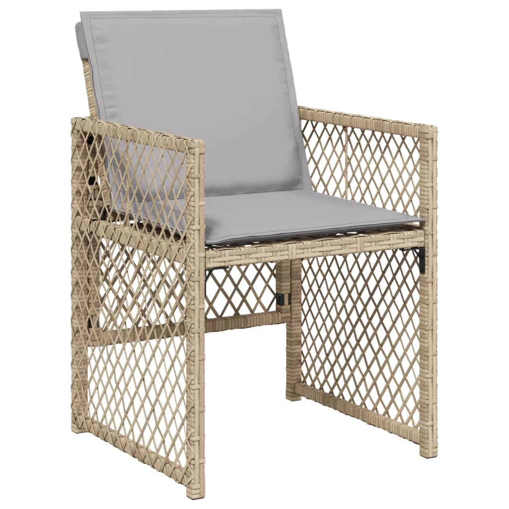 Sedie Da Giardino Con Cuscini 4 Pz Beige Misto In Polyrattan