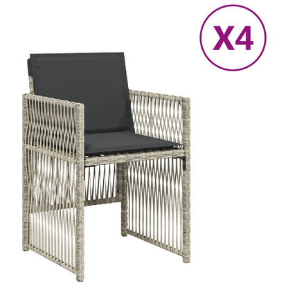 Sedie Da Giardino Con Cuscini 4 Pz Grigio Chiaro In Polyrattan