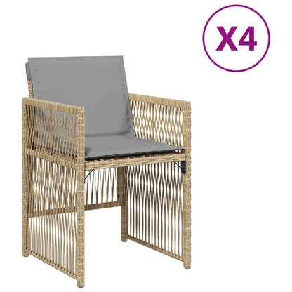 Sedie Da Giardino Con Cuscini 4 Pz Beige Misto In Polyrattan