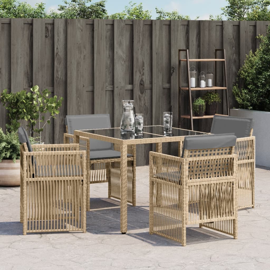 Sedie Da Giardino Con Cuscini 4 Pz Beige Misto In Polyrattan