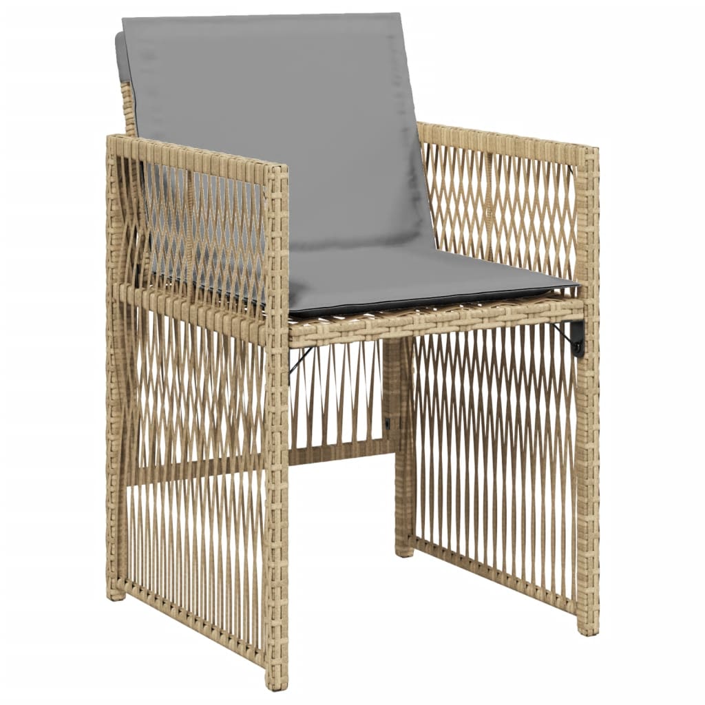 Sedie Da Giardino Con Cuscini 4 Pz Beige Misto In Polyrattan