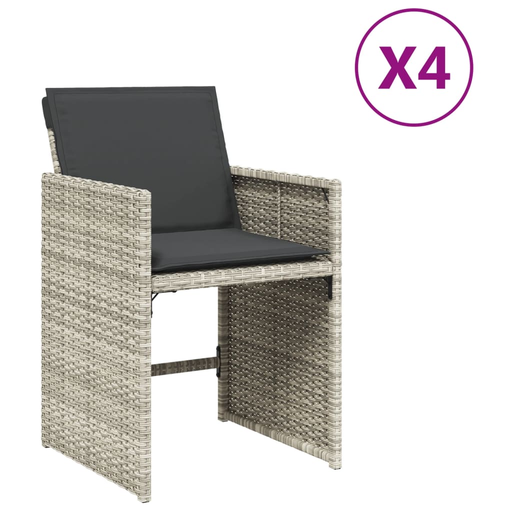 Sedie Da Giardino Con Cuscini 4 Pz Grigio Chiaro In Polyrattan