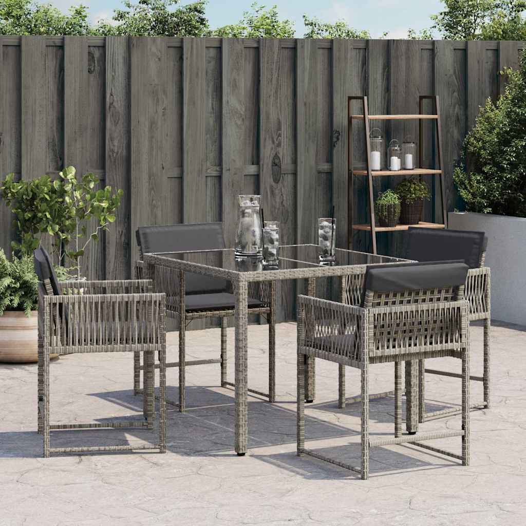 Sedie Da Giardino Con Cuscini 4pz Grigio In Polyrattan