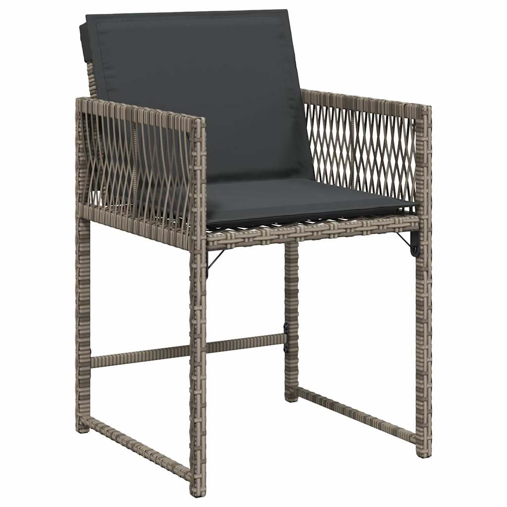 Sedie Da Giardino Con Cuscini 4pz Grigio In Polyrattan