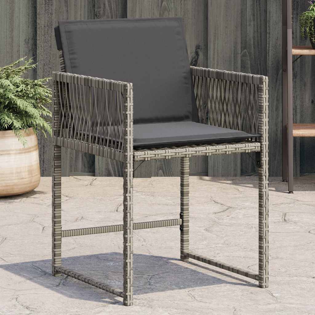 Sedie Da Giardino Con Cuscini 4pz Grigio In Polyrattan