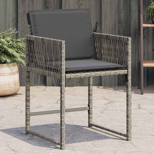 Sedie Da Giardino Con Cuscini 4pz Grigio In Polyrattan