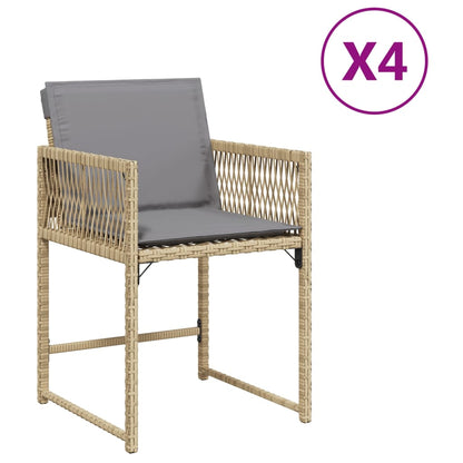 Sedie Da Giardino Con Cuscini 4 Pz Beige Misto In Polyrattan