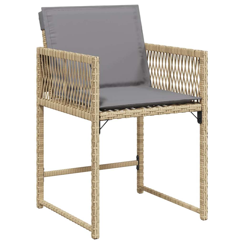 Sedie Da Giardino Con Cuscini 4 Pz Beige Misto In Polyrattan