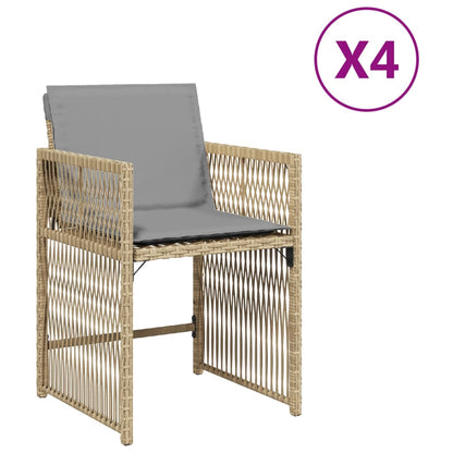 Sedie Da Giardino Con Cuscini 4 Pz Beige Misto In Polyrattan