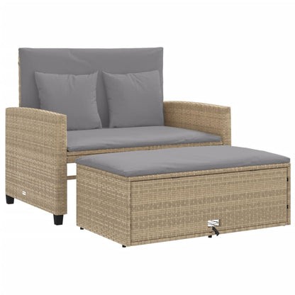 Divano Da Giardino Con Cuscini A 2 Posti Beige In Polyrattan