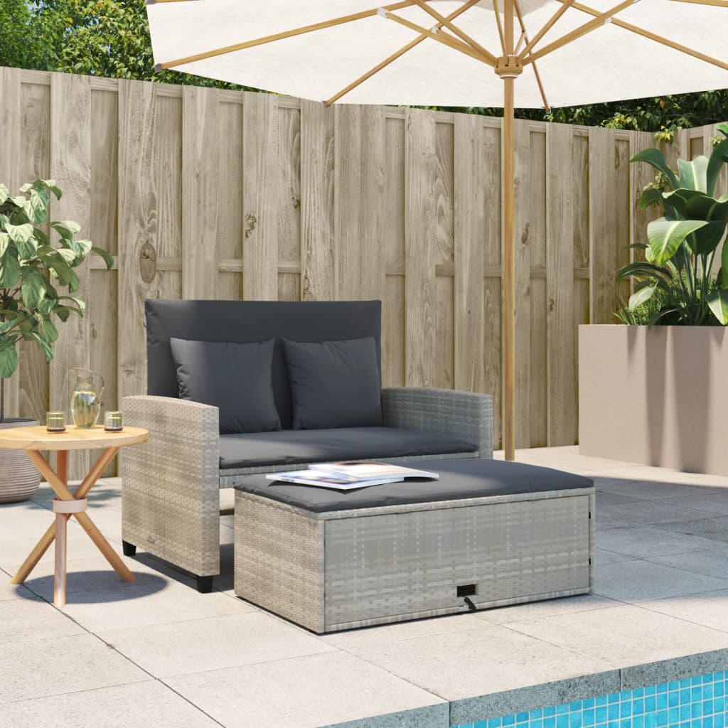 Divano Da Giardino Con Cuscini 2 Posti Grigio Chiaro Polyrattan