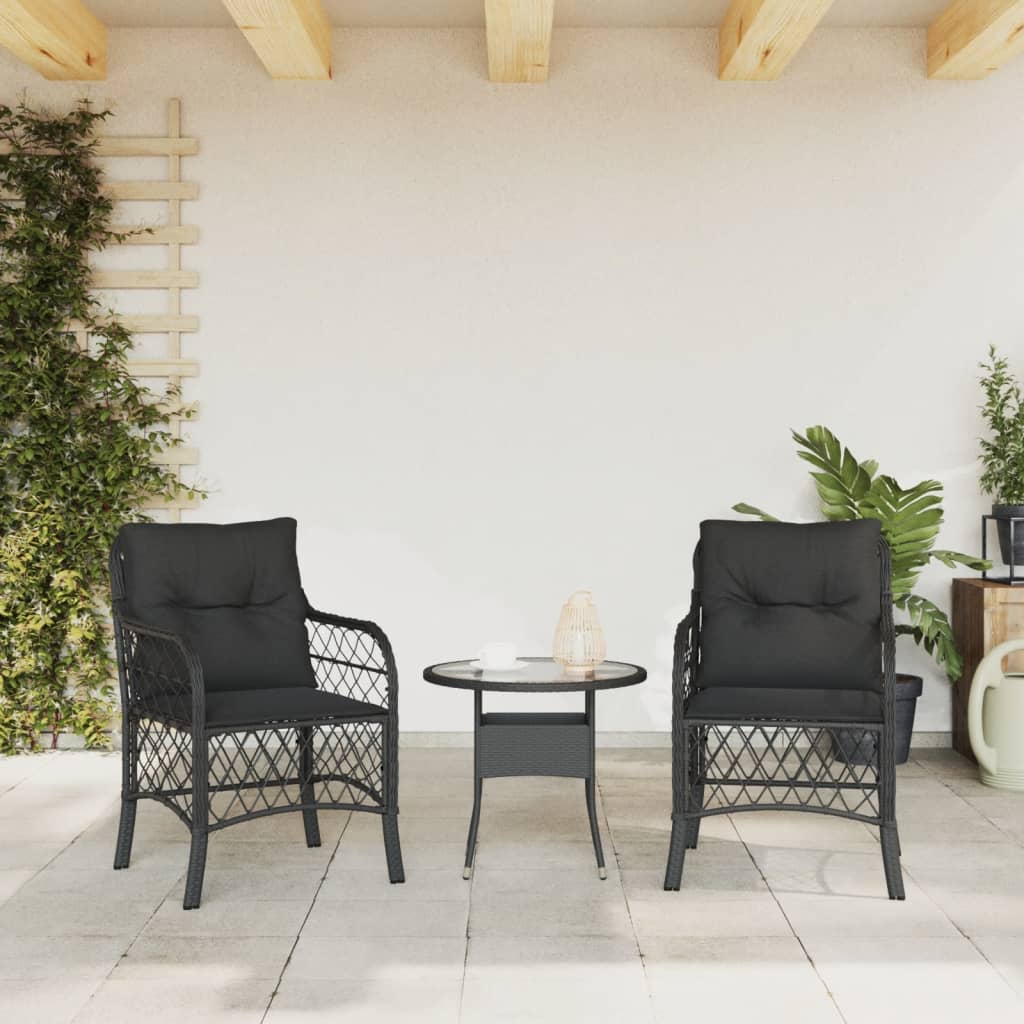 Sedie Da Giardino Con Cuscini 2 Pz Nere In Polyrattan