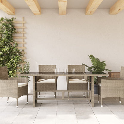 Tavolo Da Giardino Piano In Vetro Grigio 190x80x74cm Polyrattan