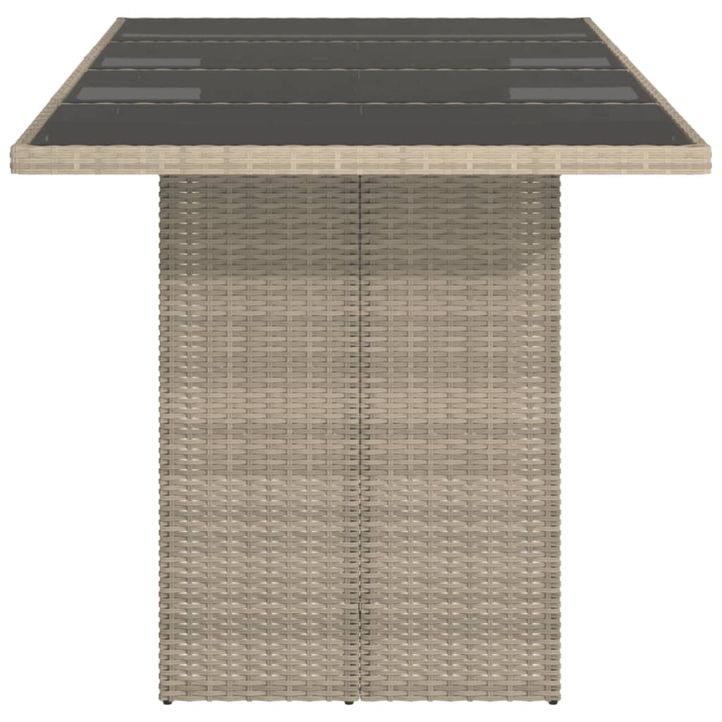 Tavolo Da Giardino Piano In Vetro Grigio 190x80x74cm Polyrattan