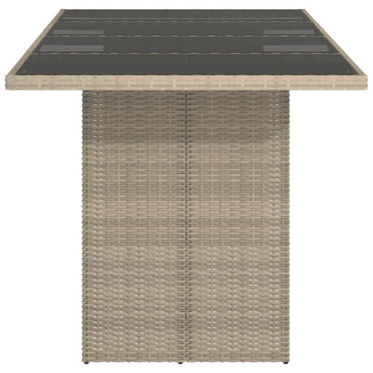 Tavolo Da Giardino Piano In Vetro Grigio 190x80x74cm Polyrattan