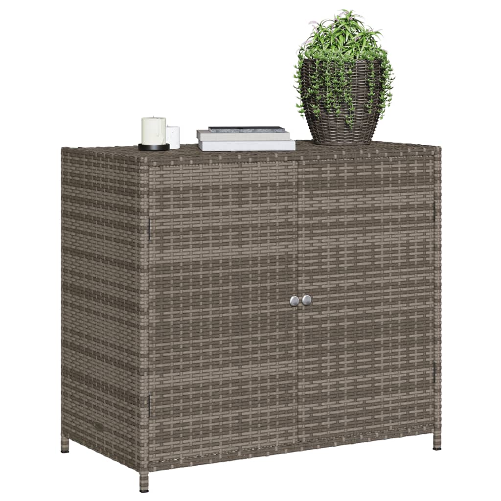 Armadietto Portaoggetti Giardino Grigio 83x45x76 Cm Polyrattan