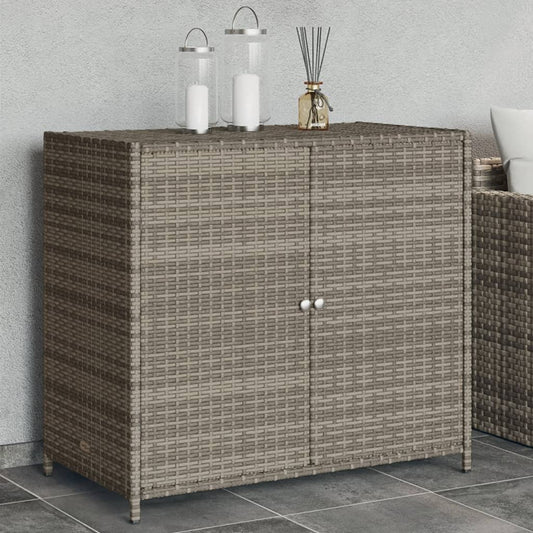 Armadietto Portaoggetti Giardino Grigio 83x45x76 Cm Polyrattan