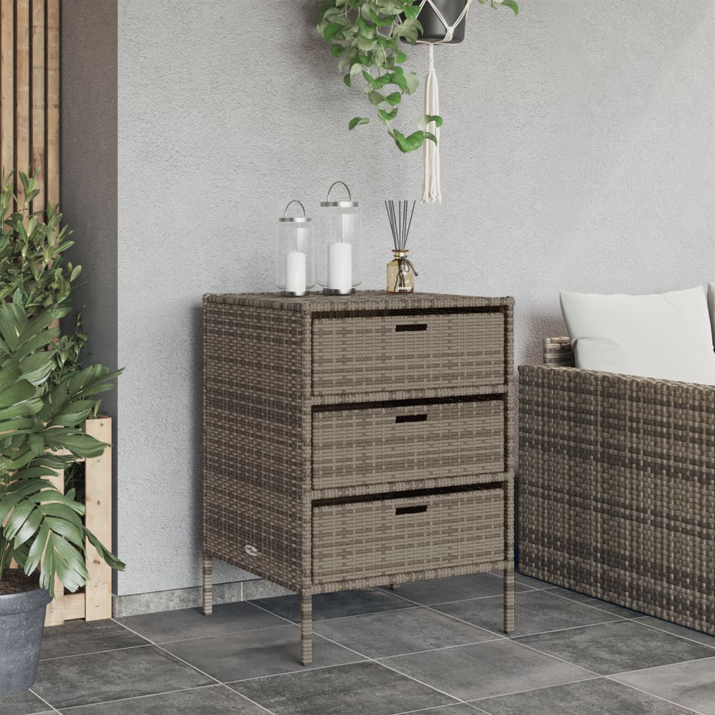 Armadietto Portaoggetti Giardino Grigio 55x59x80cm Polyrattan